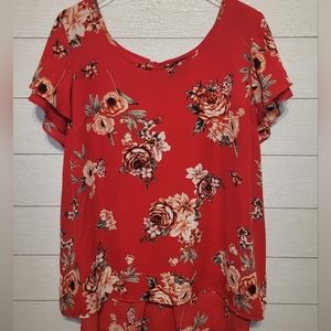 Torrid Floral Red Blouse Size 2XL